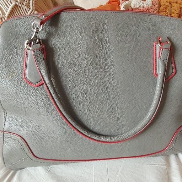 Coach Grey and Red Satchel Bowler Handbag - Picture 9 of 11